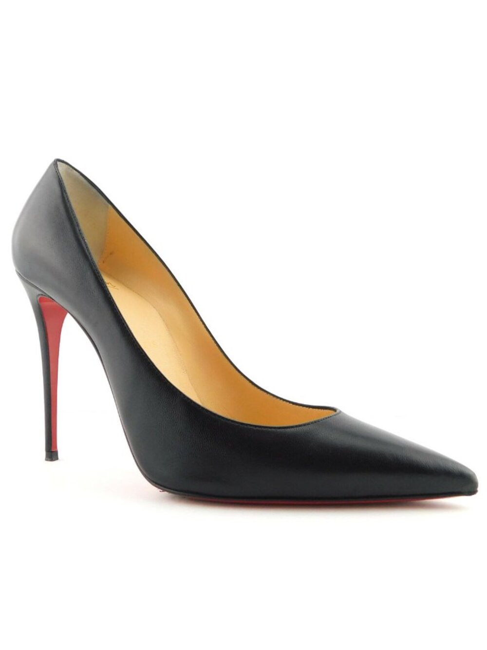 CHRISTIAN LOUBOUTIN Black Leather Classic Stiletto Heel Pumps 38.5